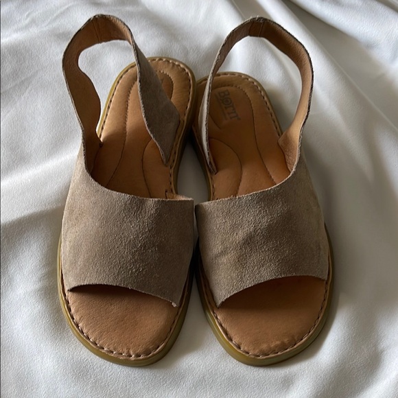 Born Brown Sandals with Suede Upper and Slingback Design - Picture 1 of 6